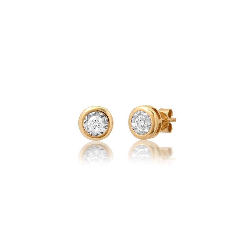Two Round Diamond 14K (or 18k upon request) Yellow Gold Stud Earrings